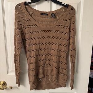 Michael Brandon Brown Crew Neck Sweater with Intricate Knit Design